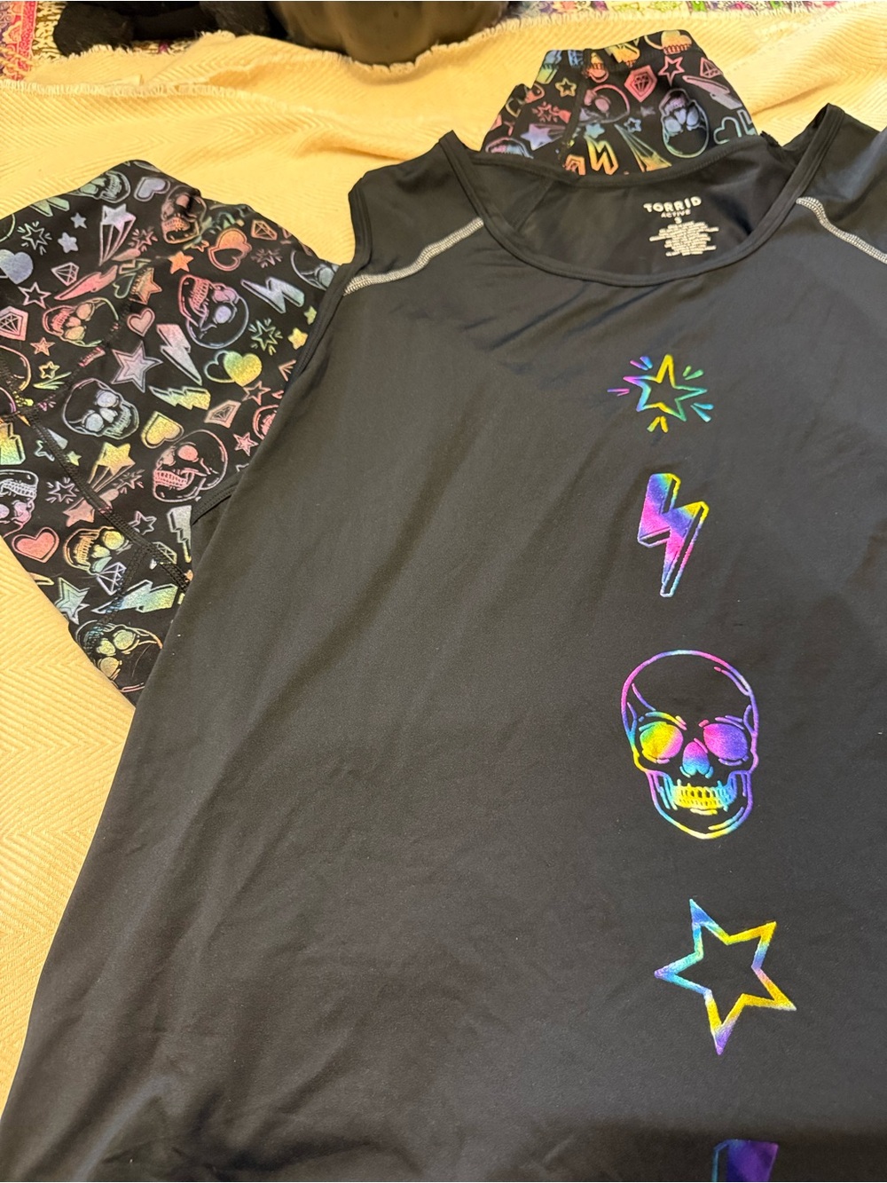 TorridGraphic Active Tank with Rainbow Skull & Stars with matching legging and